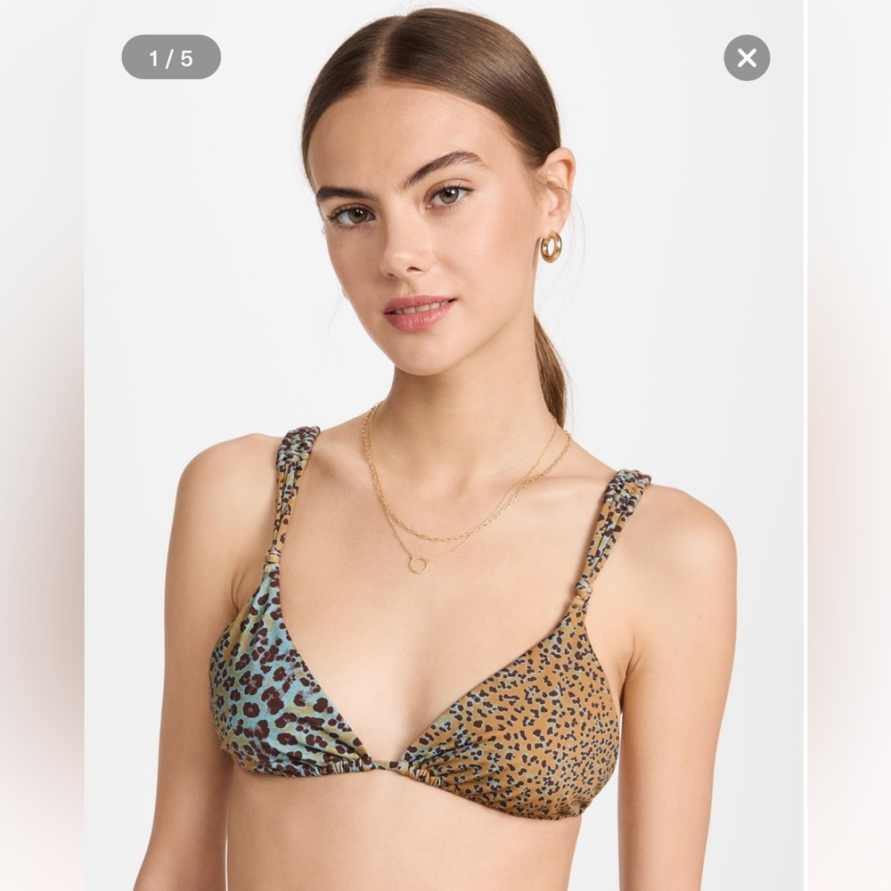 Ulla Johnson Catalina Bikini Top in Ocelot Leopard Animal Print  Size XS